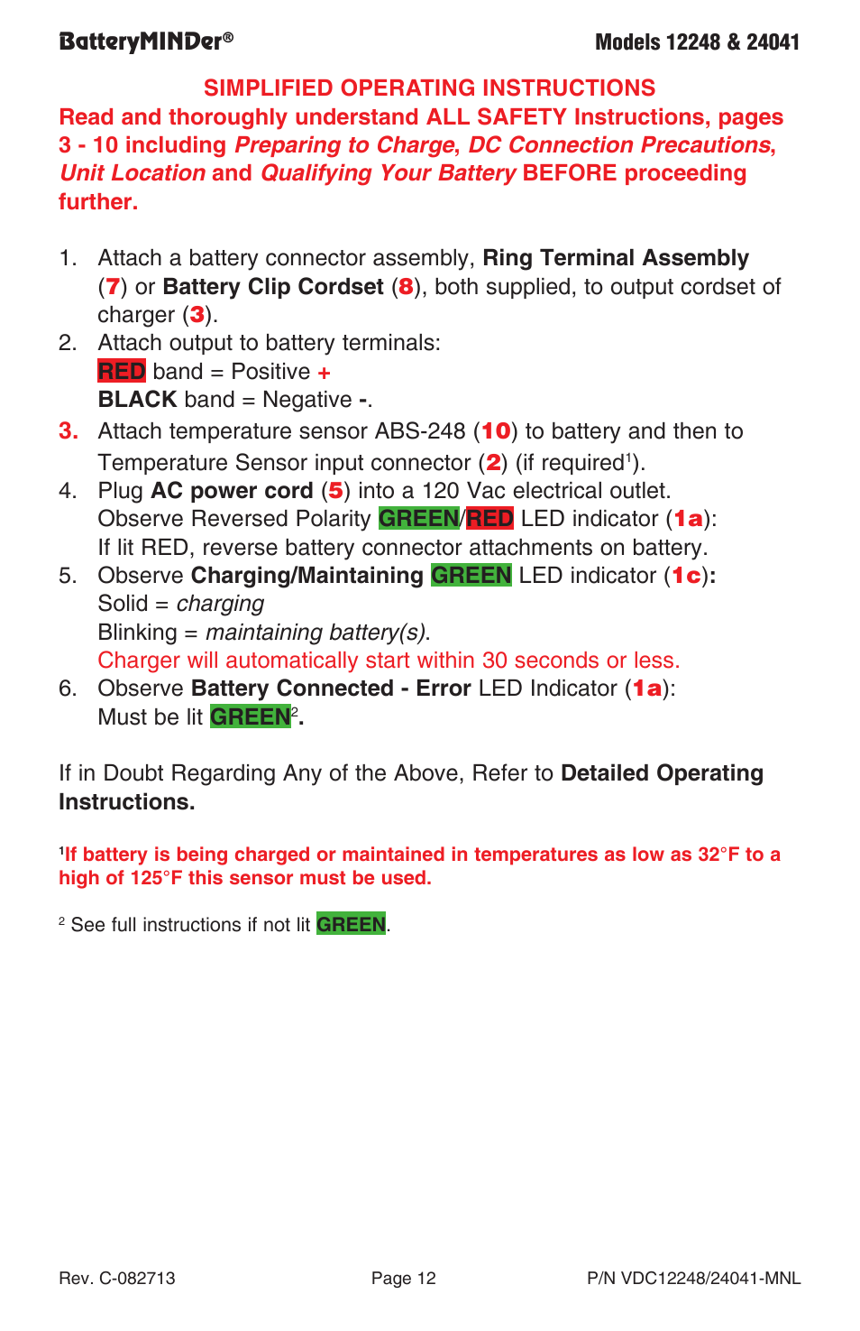 BatteryMINDer 24041 User Manual | Page 12 / 24