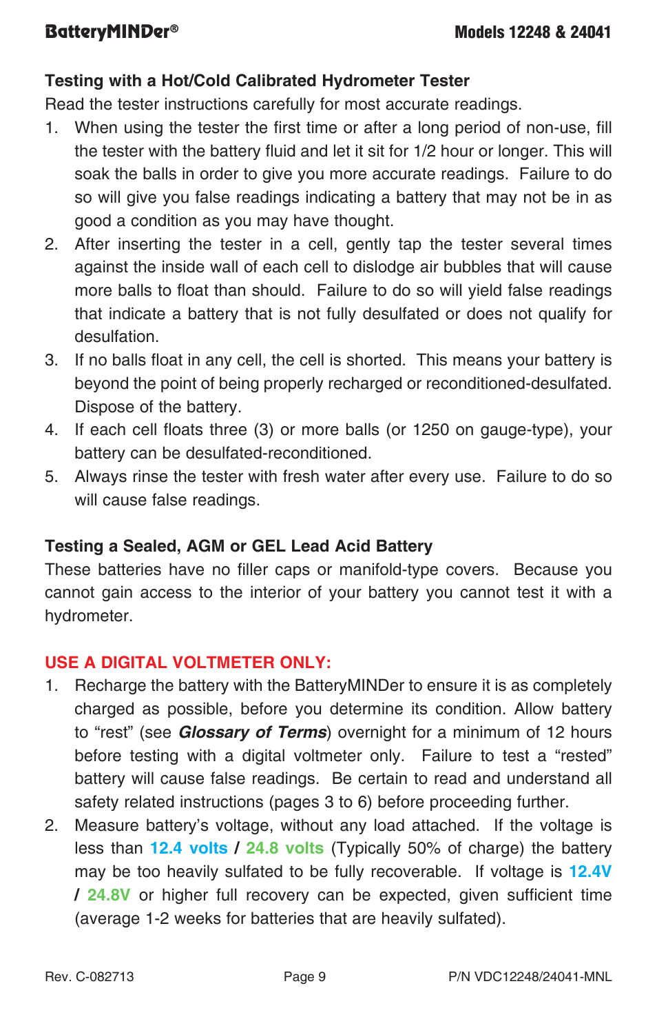 BatteryMINDer 24041 User Manual | Page 9 / 24
