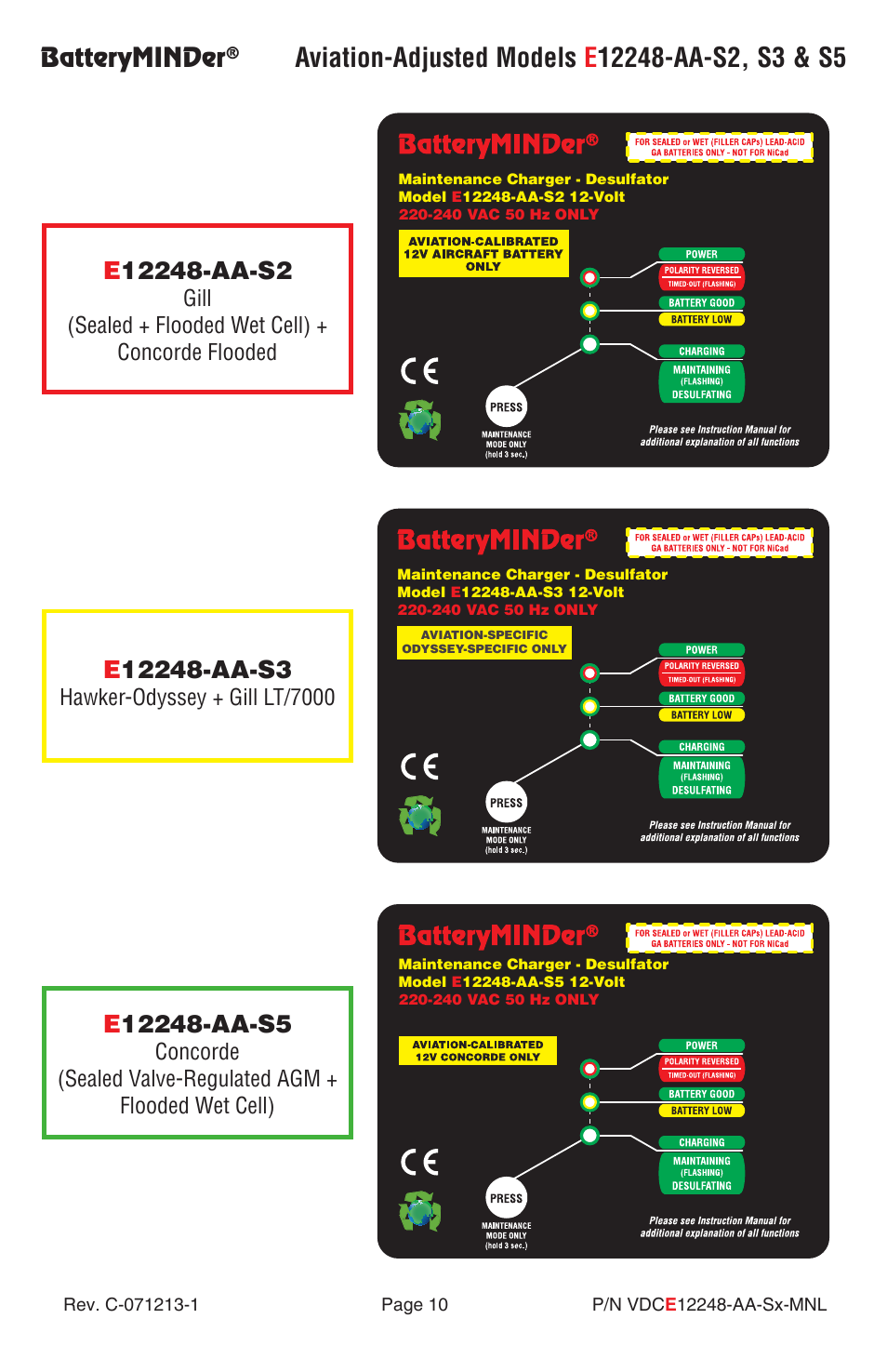 Batteryminder, Hawker-odyssey + gill lt/7000 | BatteryMINDer E12248-AA-Series User Manual | Page 10 / 24