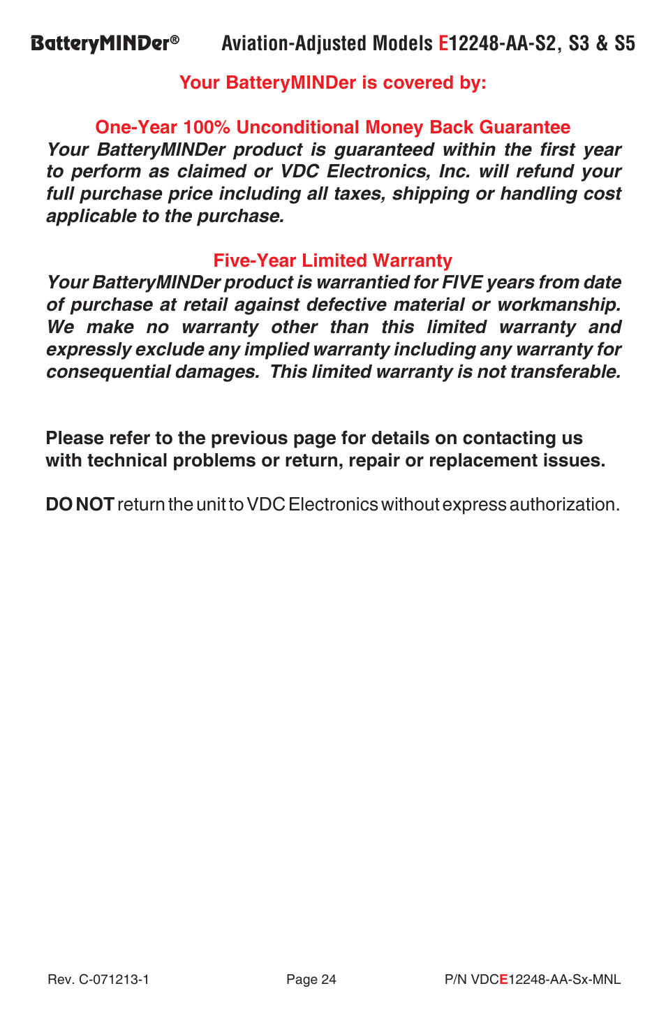 BatteryMINDer E12248-AA-Series User Manual | Page 24 / 24