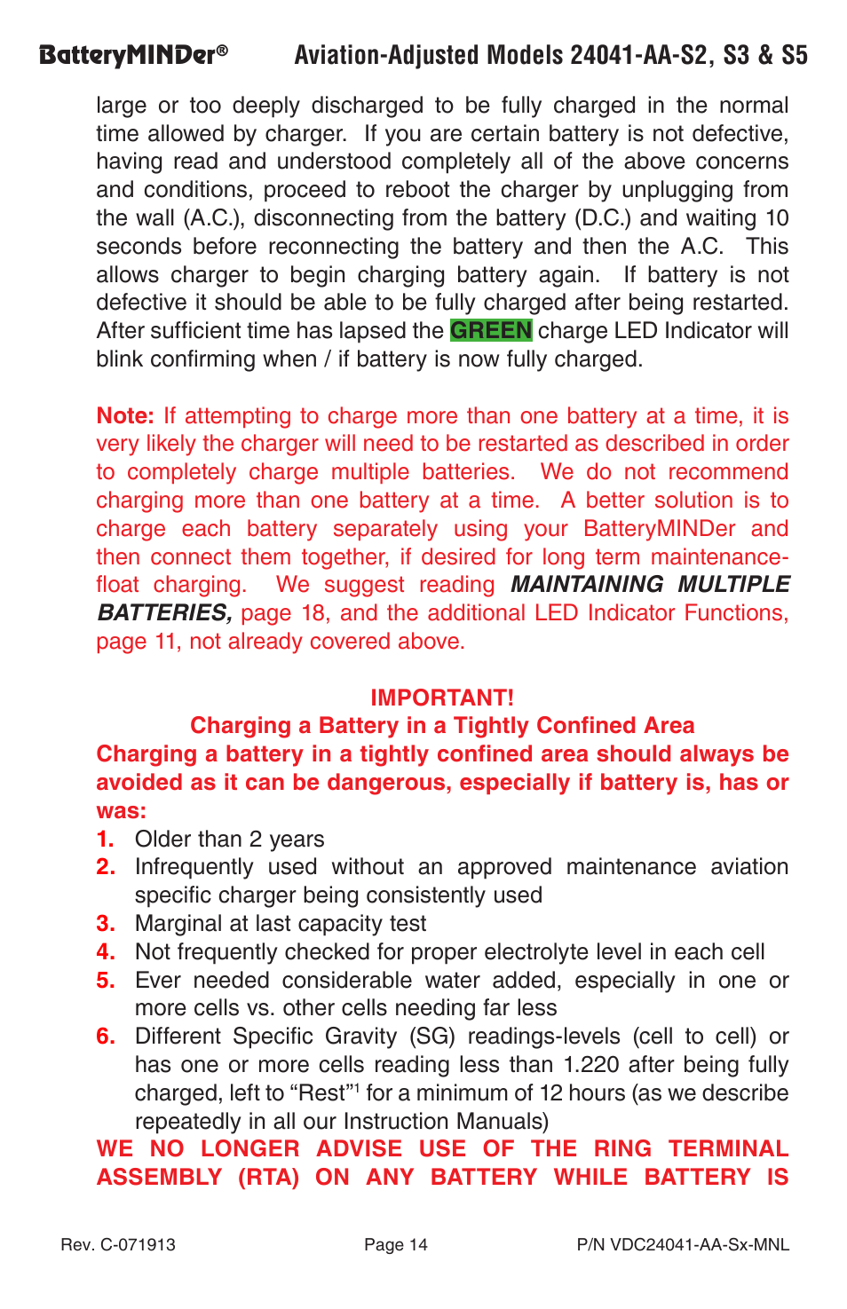 BatteryMINDer 24041-AA-Series User Manual | Page 14 / 24