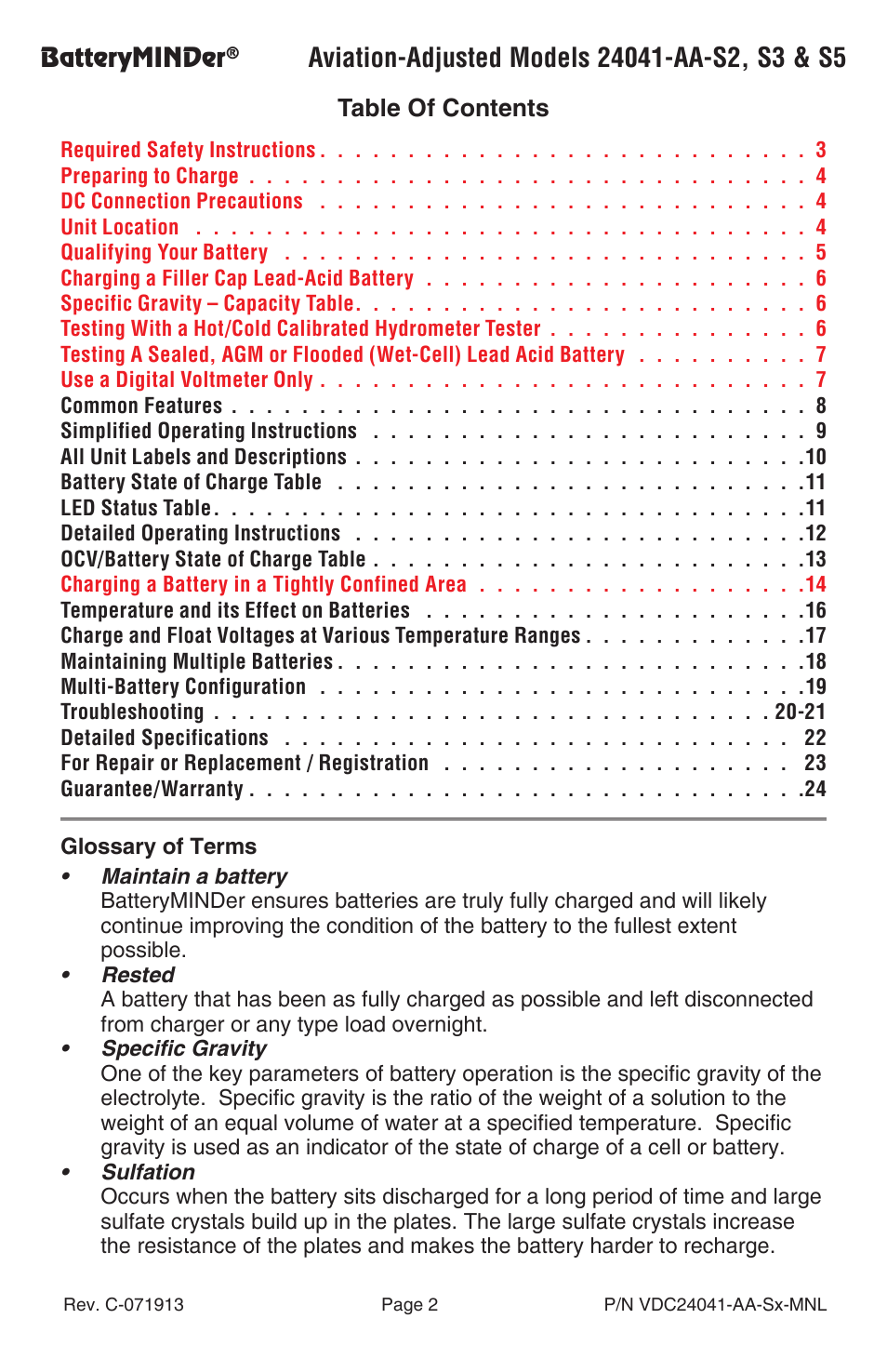 BatteryMINDer 24041-AA-Series User Manual | Page 2 / 24