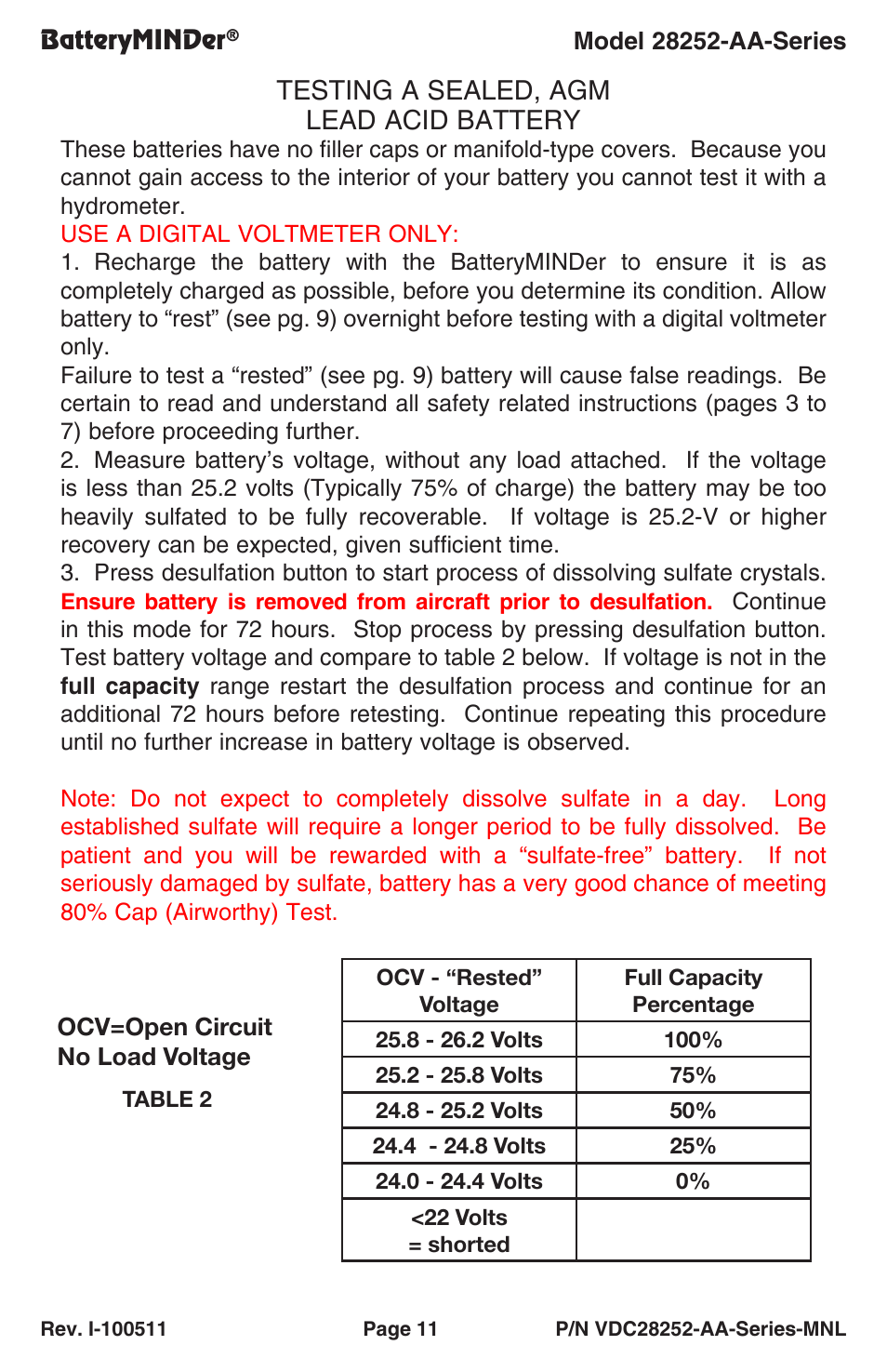 Testing a sealed, agm lead acid battery | BatteryMINDer 28252-AA-Series User Manual | Page 11 / 36