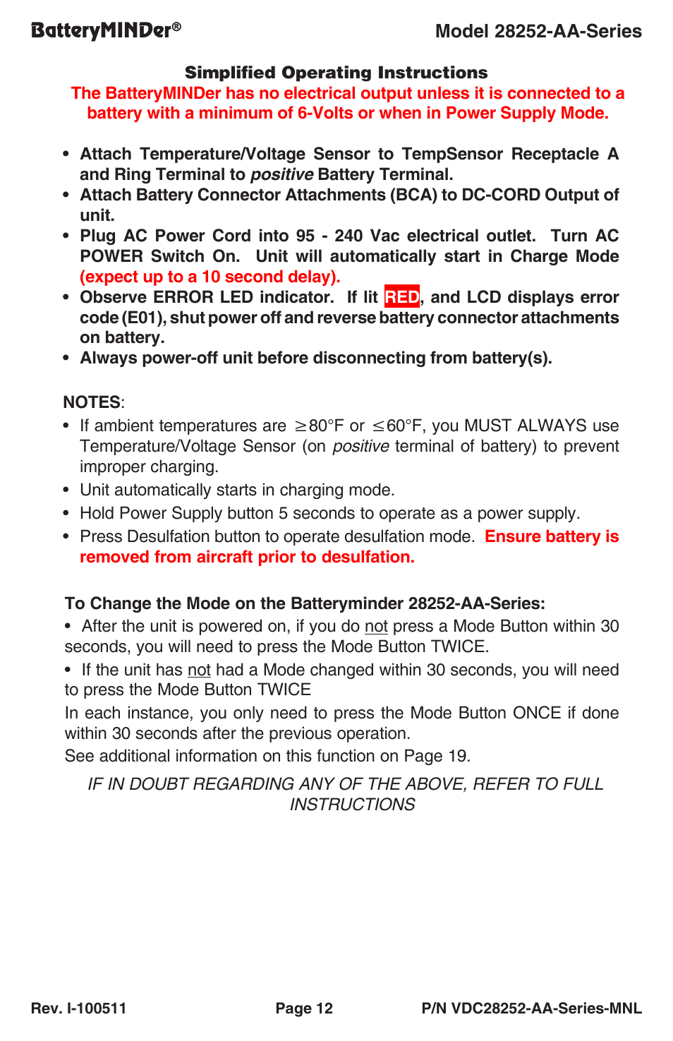 BatteryMINDer 28252-AA-Series User Manual | Page 12 / 36