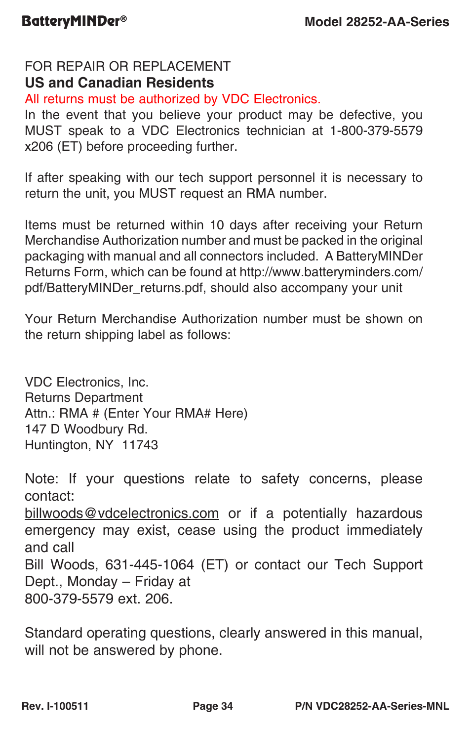 BatteryMINDer 28252-AA-Series User Manual | Page 34 / 36