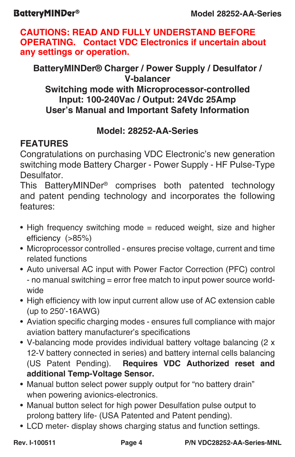 BatteryMINDer 28252-AA-Series User Manual | Page 4 / 36
