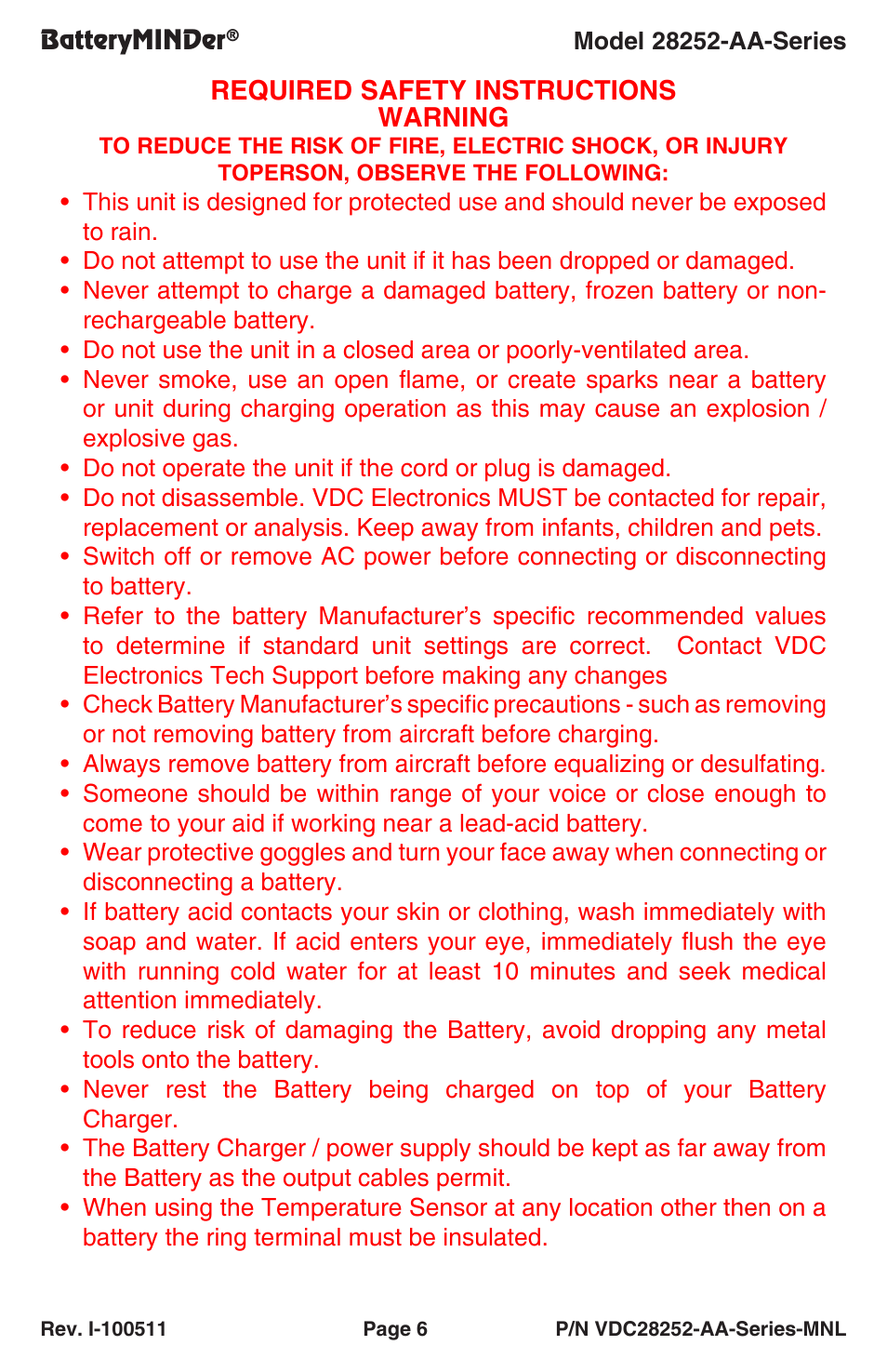 BatteryMINDer 28252-AA-Series User Manual | Page 6 / 36