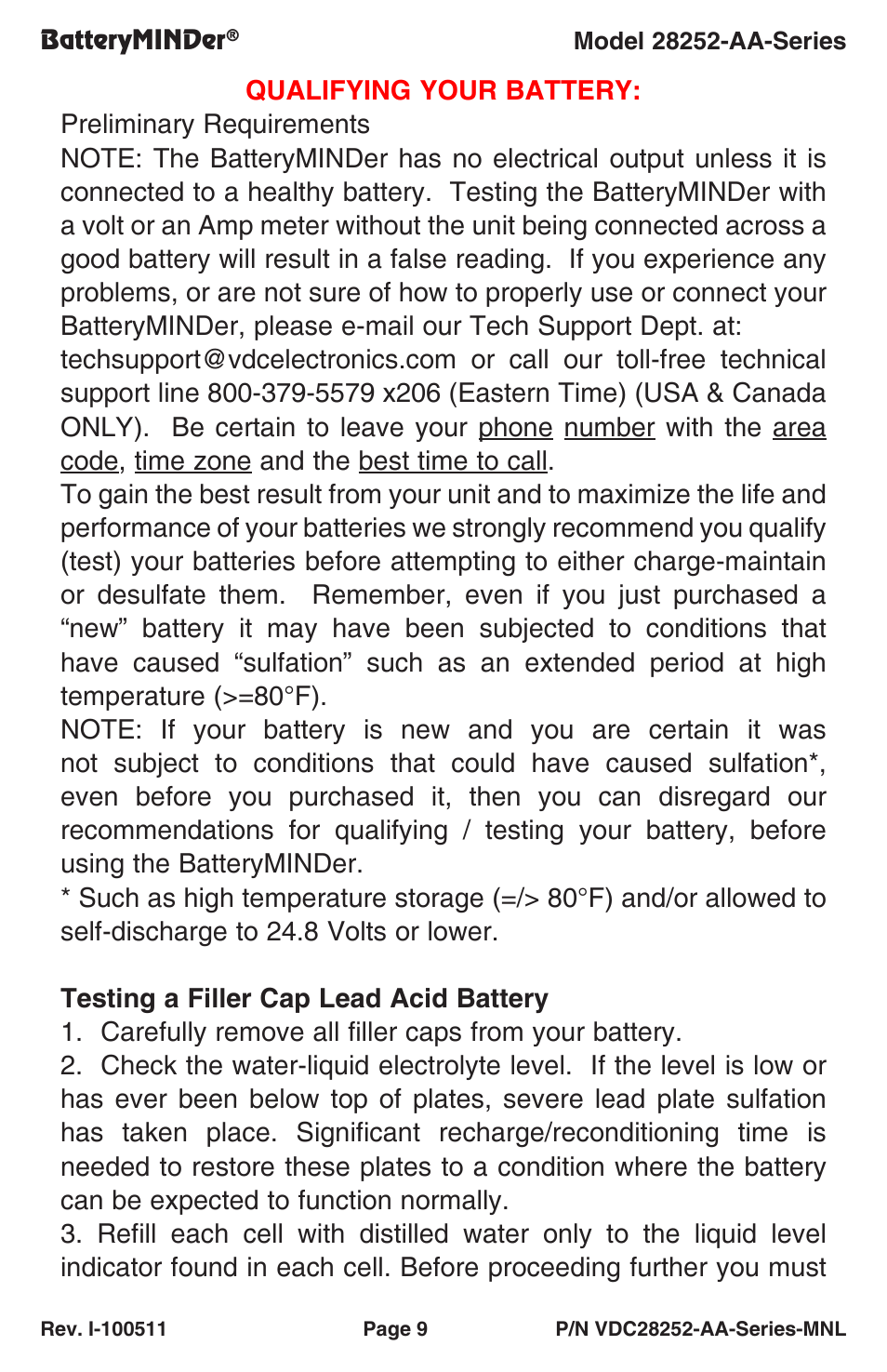 BatteryMINDer 28252-AA-Series User Manual | Page 9 / 36
