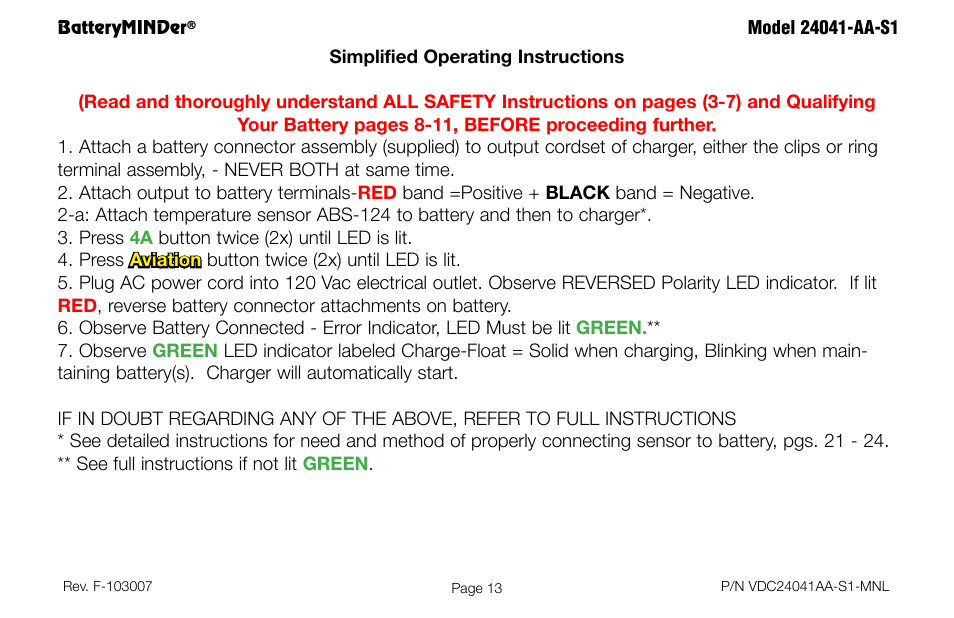 BatteryMINDer 24041-AA-S1 User Manual | Page 13 / 36