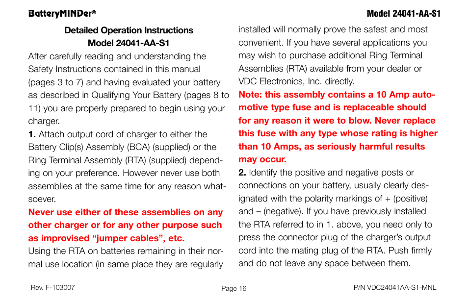 BatteryMINDer 24041-AA-S1 User Manual | Page 16 / 36