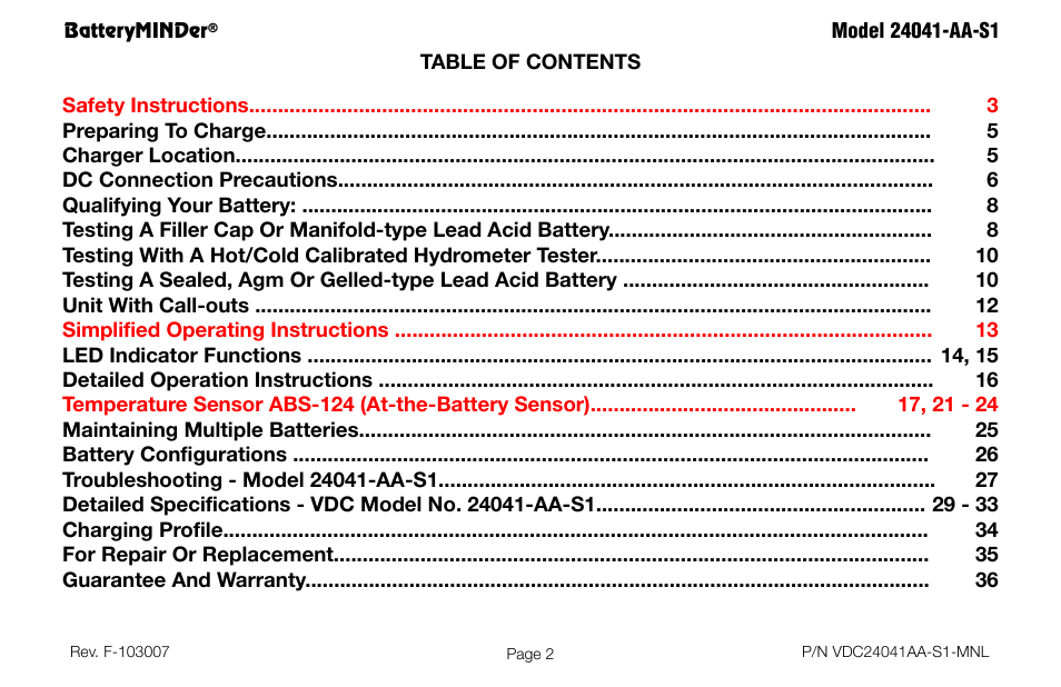 BatteryMINDer 24041-AA-S1 User Manual | Page 2 / 36