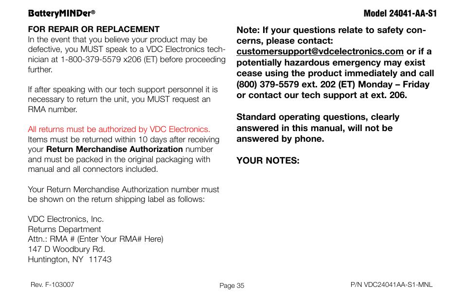 BatteryMINDer 24041-AA-S1 User Manual | Page 35 / 36