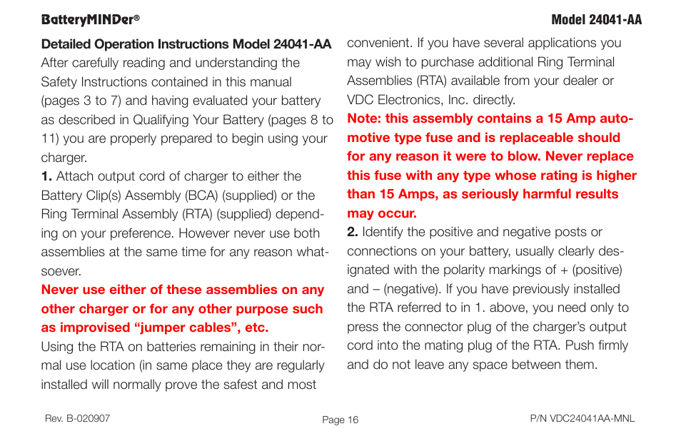 BatteryMINDer 24041-AA User Manual | Page 16 / 36