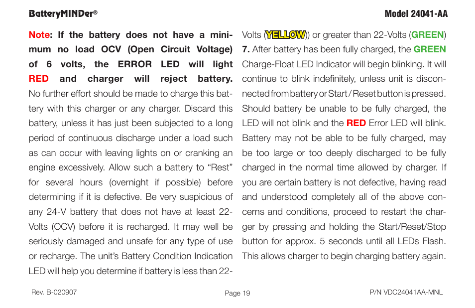 BatteryMINDer 24041-AA User Manual | Page 19 / 36