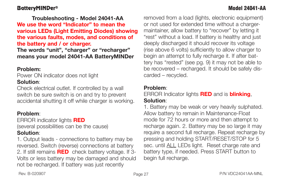 BatteryMINDer 24041-AA User Manual | Page 27 / 36