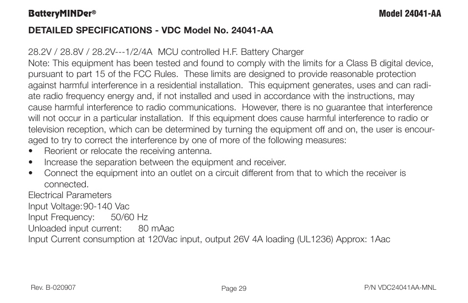 BatteryMINDer 24041-AA User Manual | Page 29 / 36