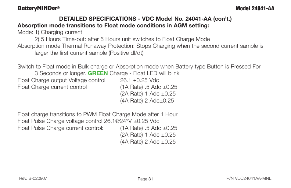 BatteryMINDer 24041-AA User Manual | Page 31 / 36