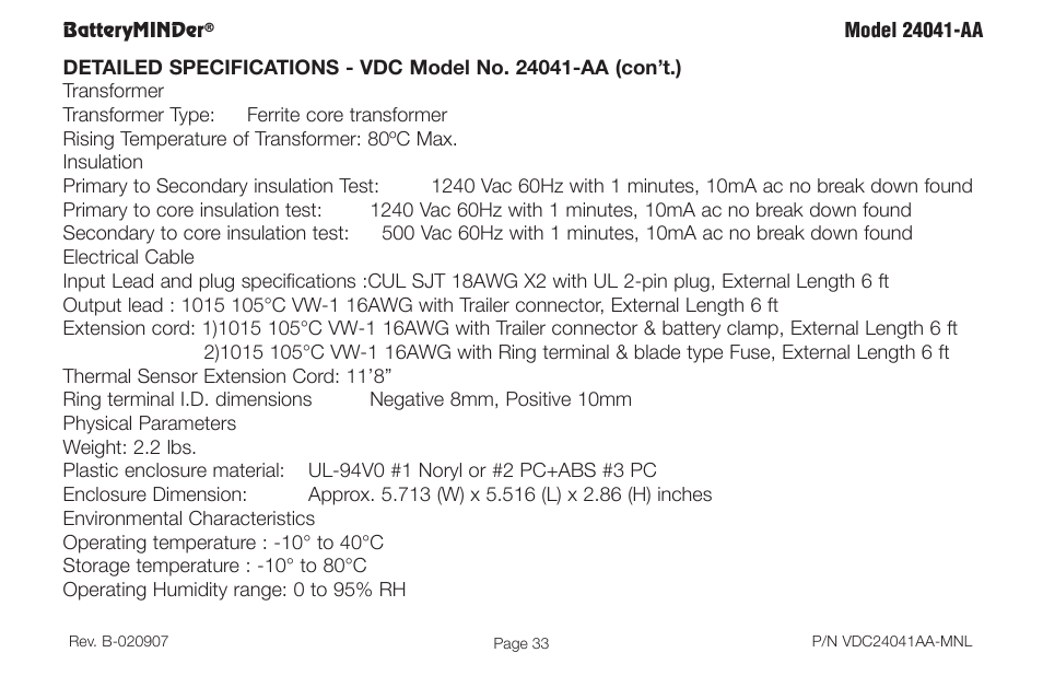 BatteryMINDer 24041-AA User Manual | Page 33 / 36