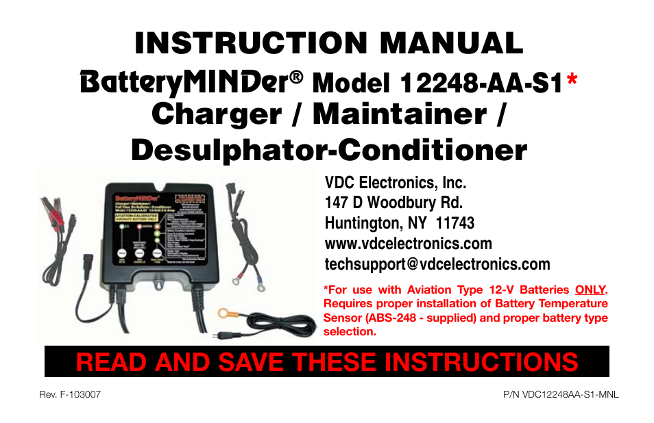 BatteryMINDer 12248-AA-S1 User Manual | 36 pages