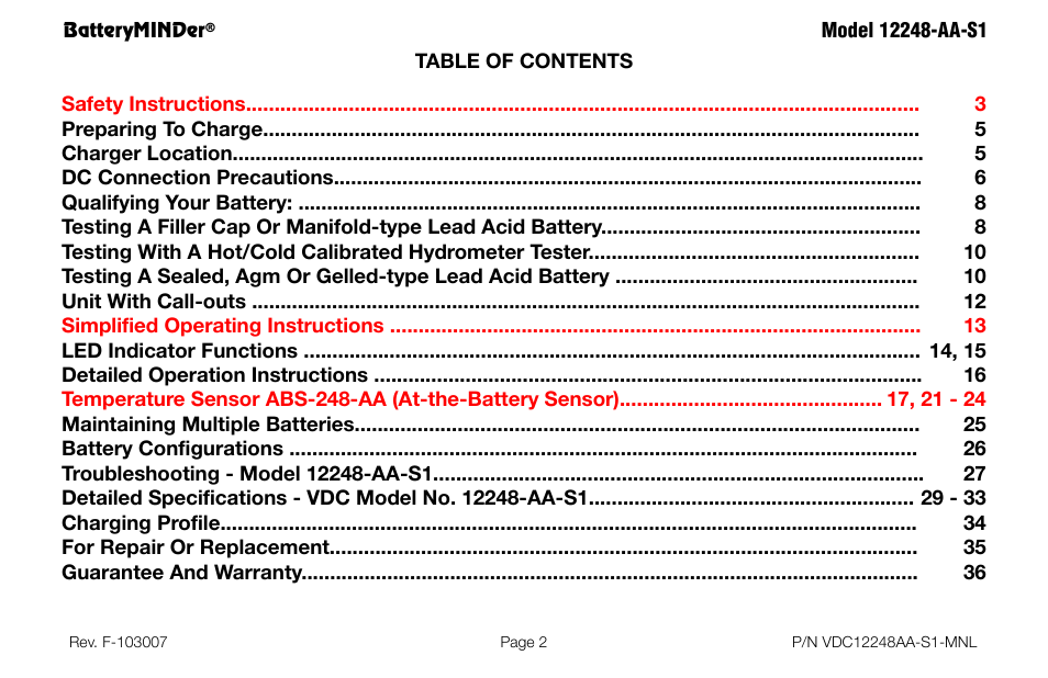 BatteryMINDer 12248-AA-S1 User Manual | Page 2 / 36