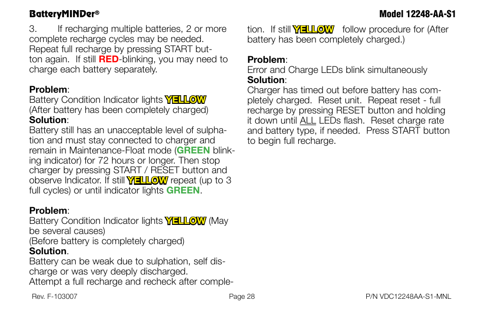 BatteryMINDer 12248-AA-S1 User Manual | Page 28 / 36