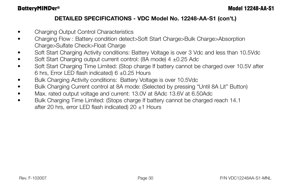 BatteryMINDer 12248-AA-S1 User Manual | Page 30 / 36