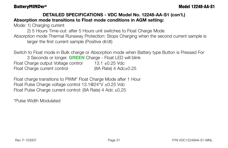 BatteryMINDer 12248-AA-S1 User Manual | Page 31 / 36