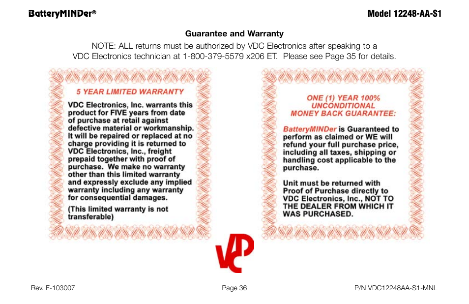 Batteryminder | BatteryMINDer 12248-AA-S1 User Manual | Page 36 / 36