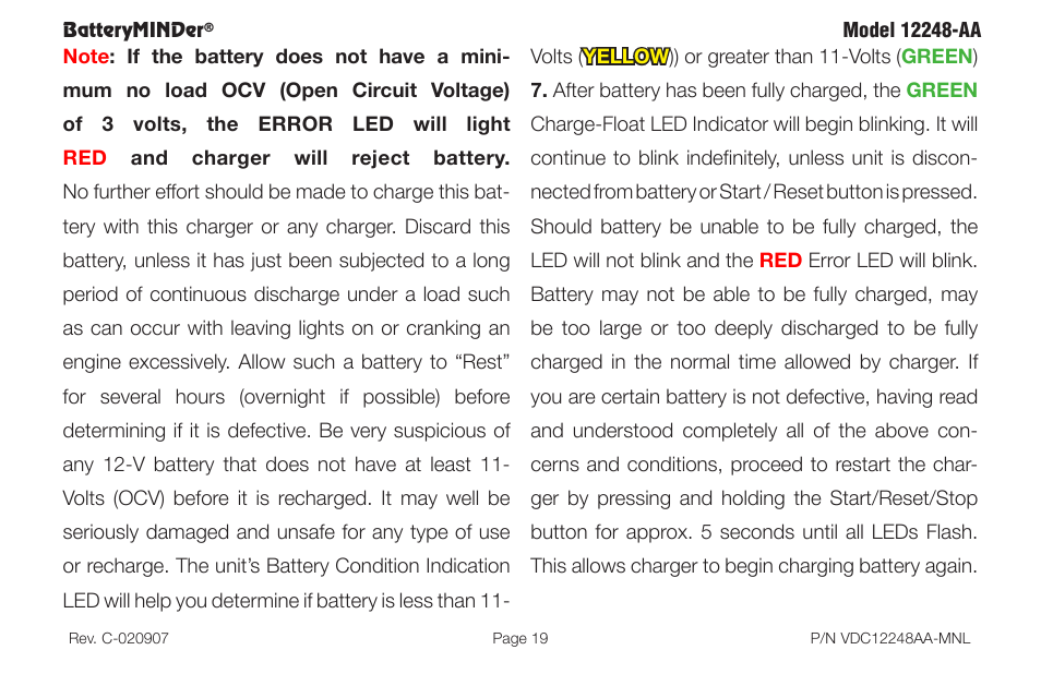 BatteryMINDer 12248-AA User Manual | Page 19 / 36