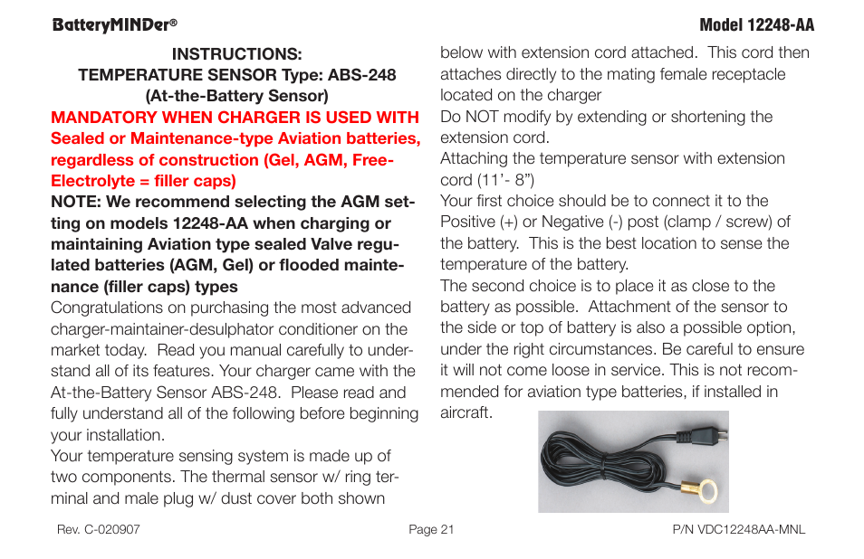Batteryminder | BatteryMINDer 12248-AA User Manual | Page 21 / 36