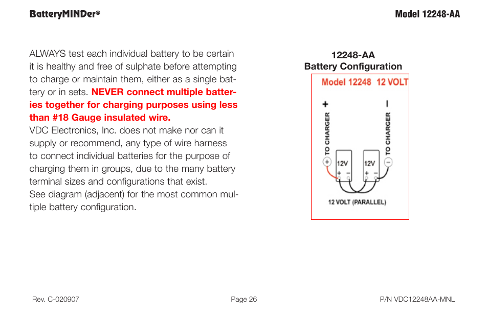 Batteryminder | BatteryMINDer 12248-AA User Manual | Page 26 / 36