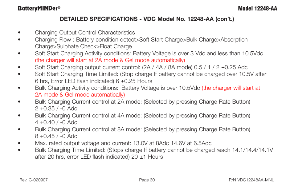 BatteryMINDer 12248-AA User Manual | Page 30 / 36