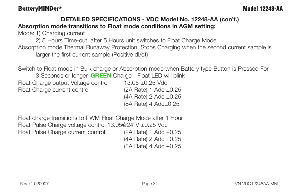 BatteryMINDer 12248-AA User Manual | Page 31 / 36