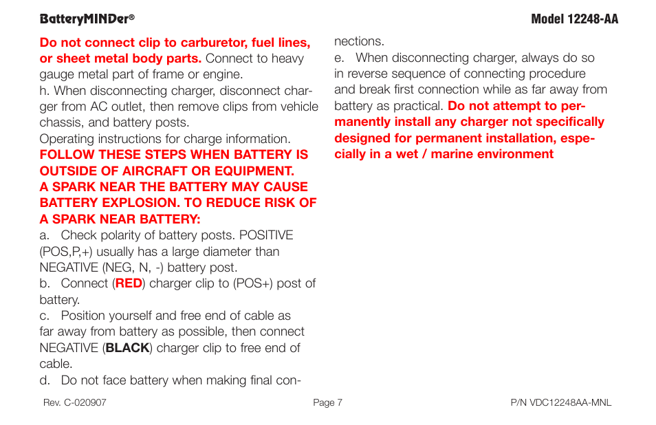 BatteryMINDer 12248-AA User Manual | Page 7 / 36