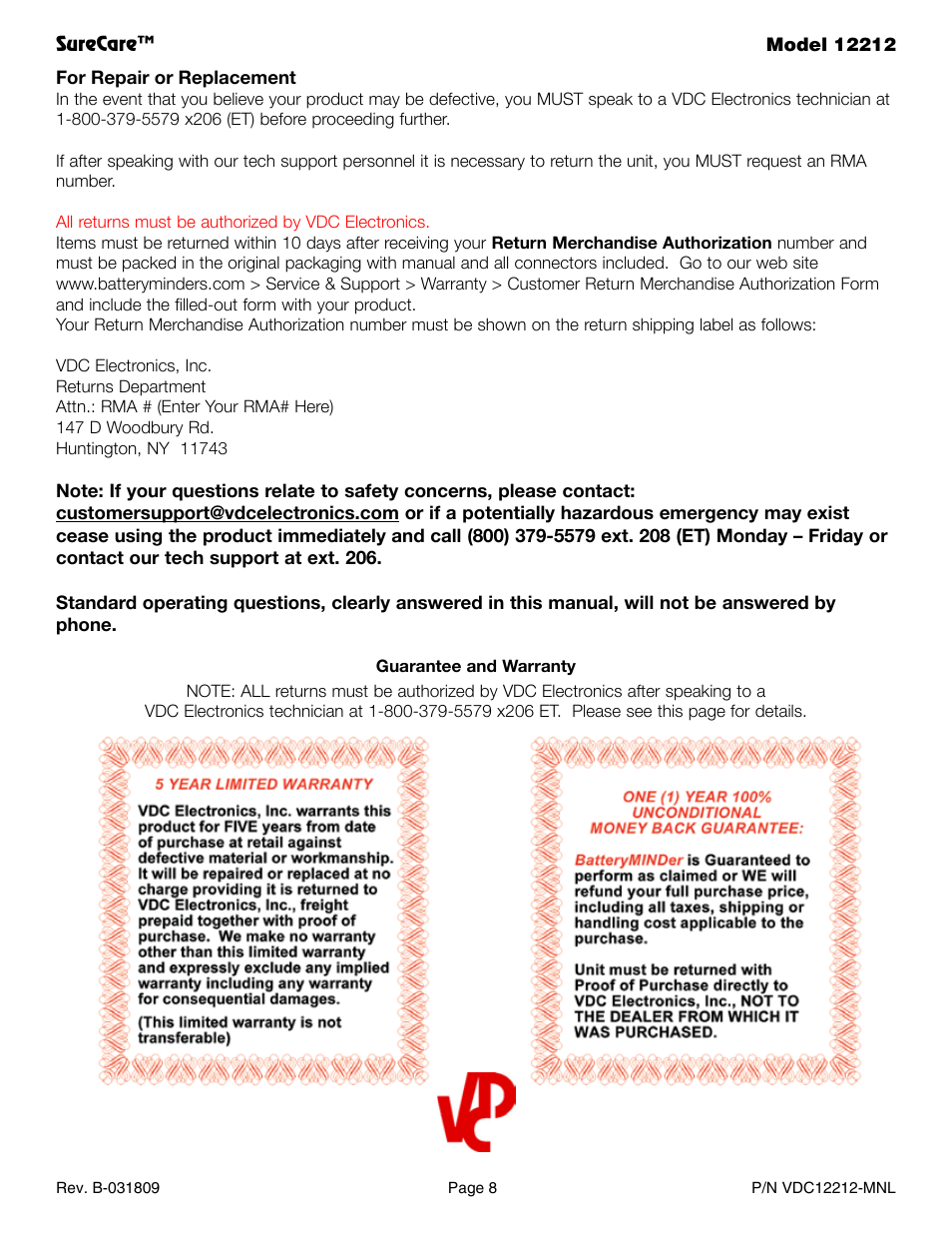 BatteryMINDer SureGuard 12212 User Manual | Page 8 / 8