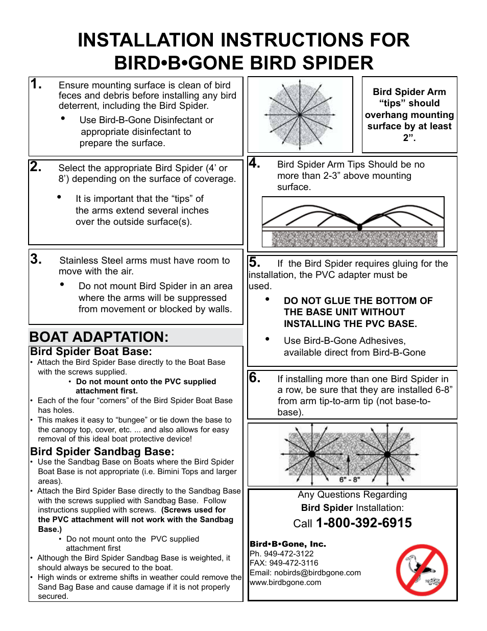 Boat adaptation | Bird B Gone Bird Spider User Manual | Page 2 / 2