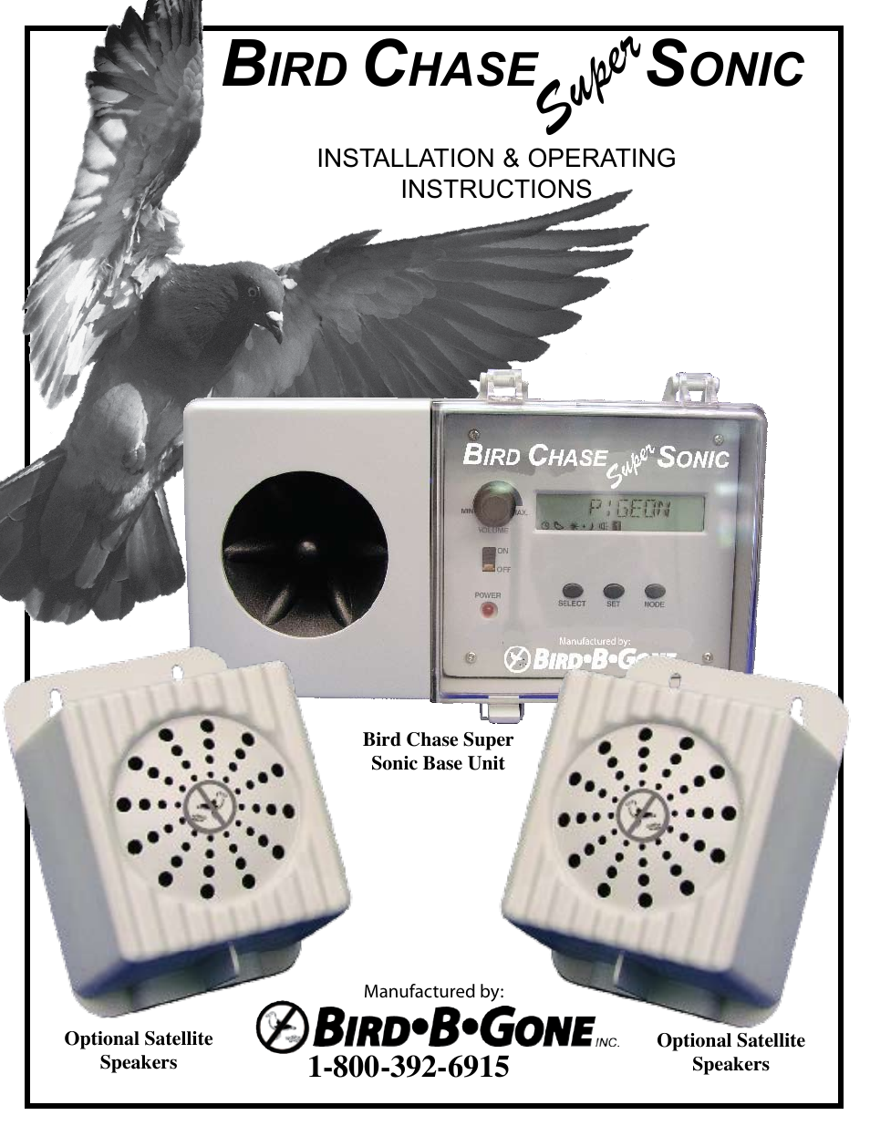 Bird B Gone Sonic Bird Deterrent User Manual | 5 pages