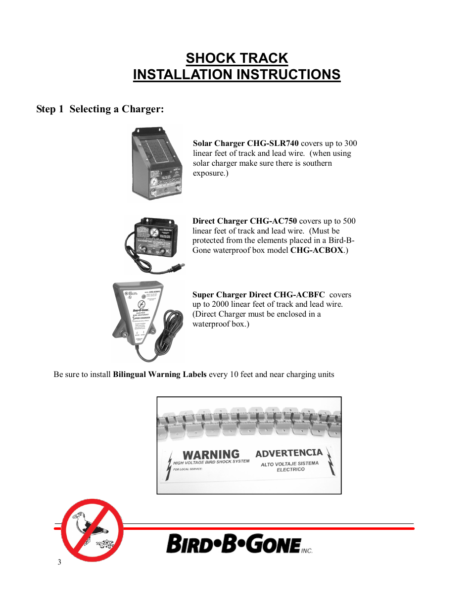 Shock track installation instructions | Bird B Gone Shock Track for Birds User Manual | Page 3 / 9