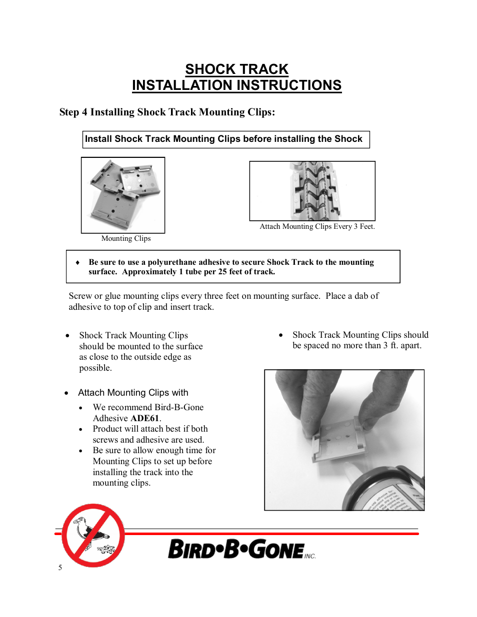Shock track installation instructions | Bird B Gone Shock Track for Birds User Manual | Page 5 / 9