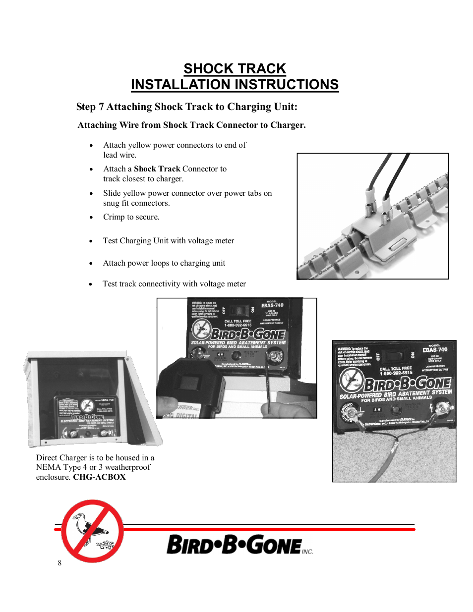 Shock track installation instructions | Bird B Gone Shock Track for Birds User Manual | Page 8 / 9