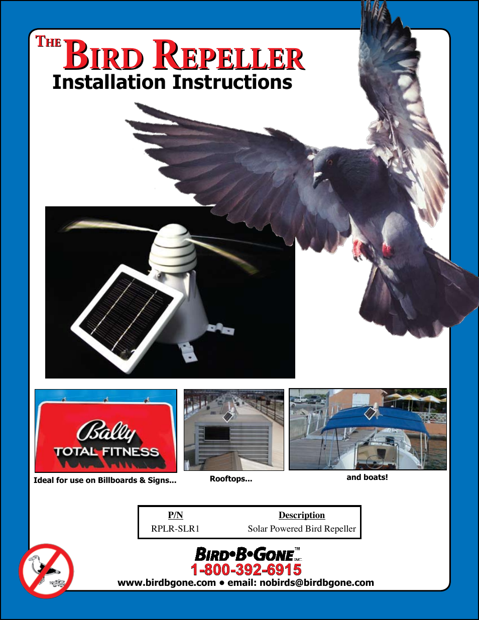 Bird B Gone Solar Bird Repeller User Manual | 4 pages