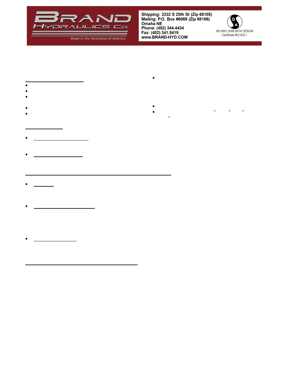 BRAND Hydraulics LEFC FLOW CONTROL User Manual | 3 pages