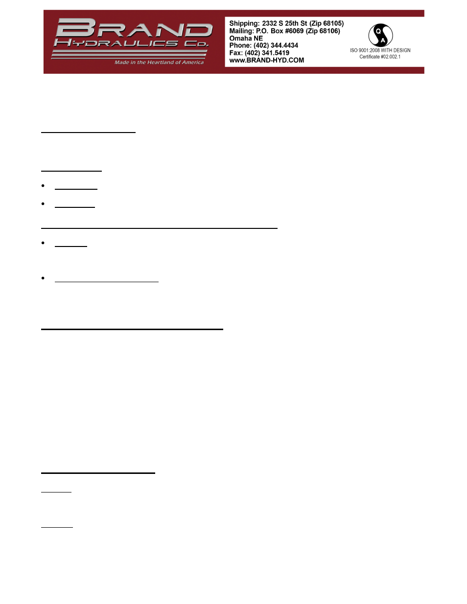 BRAND Hydraulics FG STYLE ADJUSTABLE PRIORITY DIVIDER User Manual | 2 pages