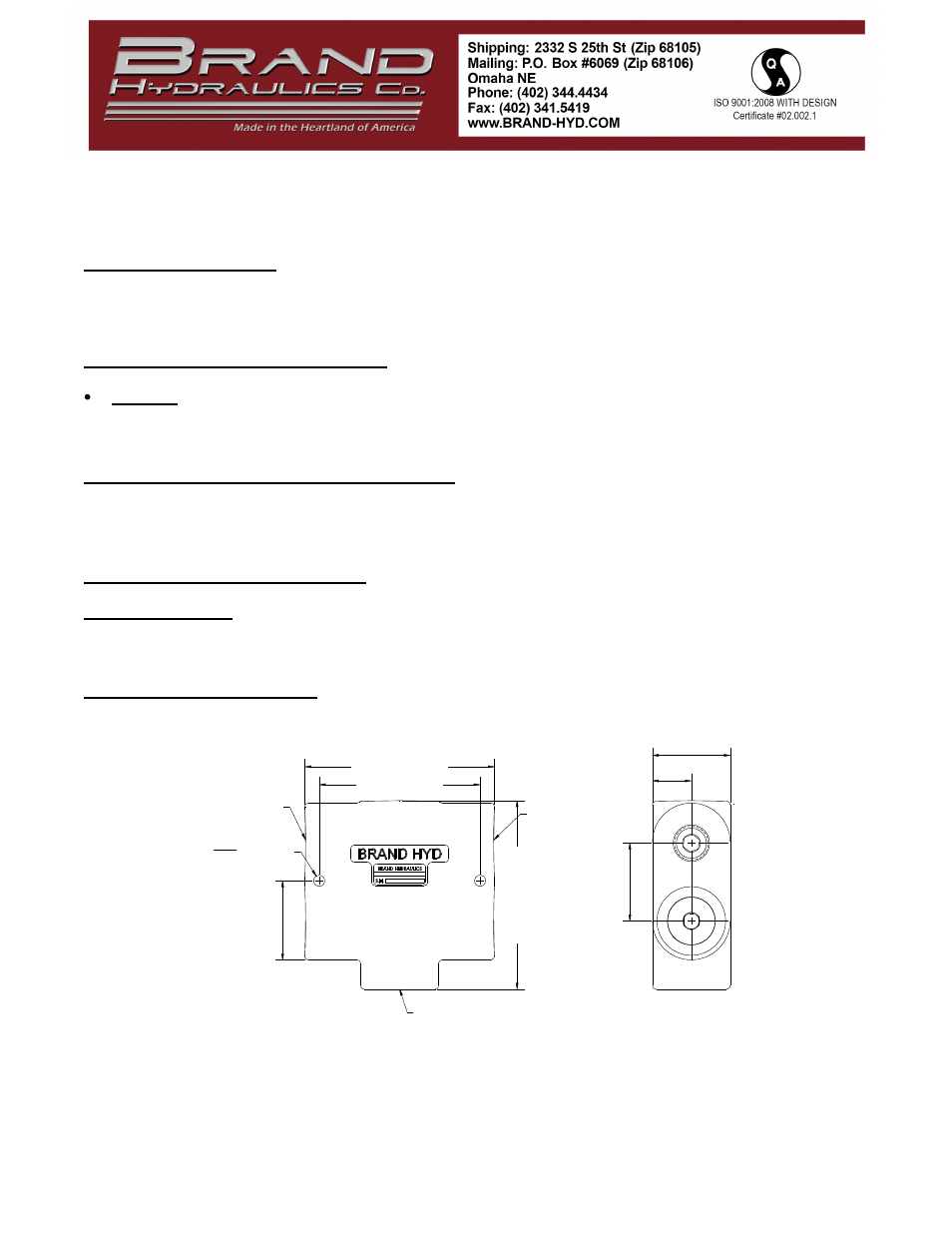 BRAND Hydraulics B300 NON-ADJUSTABLE COMBINER User Manual | 2 pages