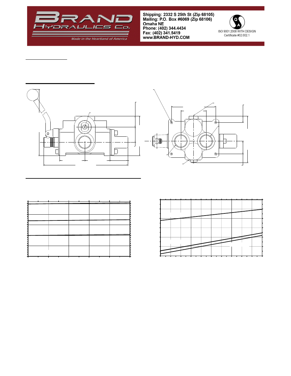 Dimensional data, Flow & pressure information | BRAND Hydraulics DCF DIRECTIONAL CONTROL VALVE User Manual | Page 2 / 3