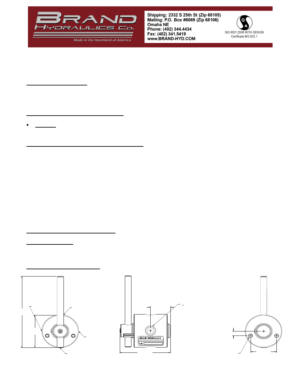 BRAND Hydraulics HPV4 DIRECTIONAL CONTROL VALVES User Manual | 2 pages