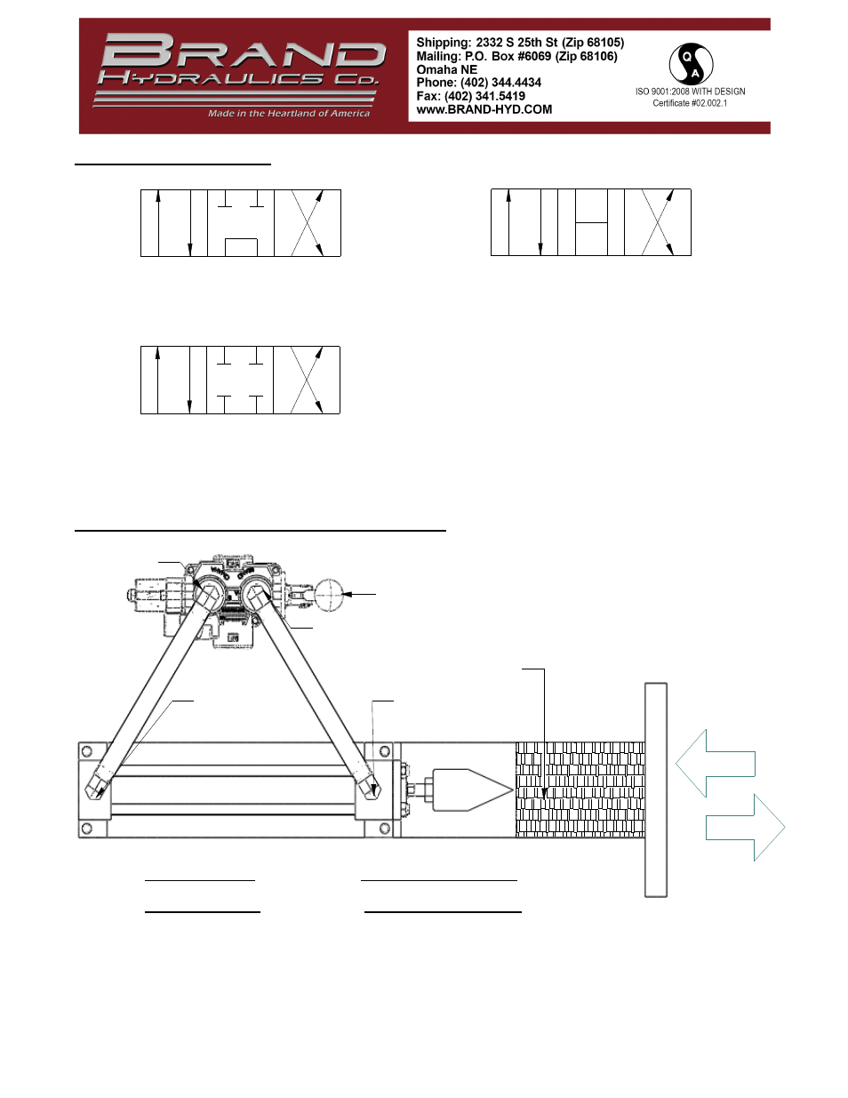 Spool schematic, Typical installation schematic | BRAND Hydraulics LS DIRECTIONAL CONTROL VALVES User Manual | Page 3 / 4