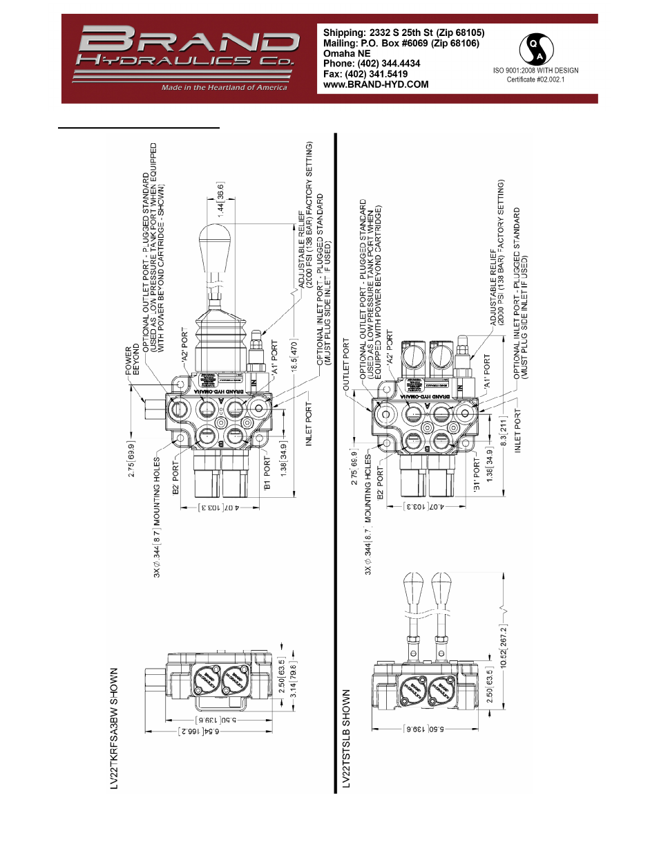BRAND Hydraulics LV LOADER DIRECTIONAL CONTROL VALVES User Manual | Page 7 / 8