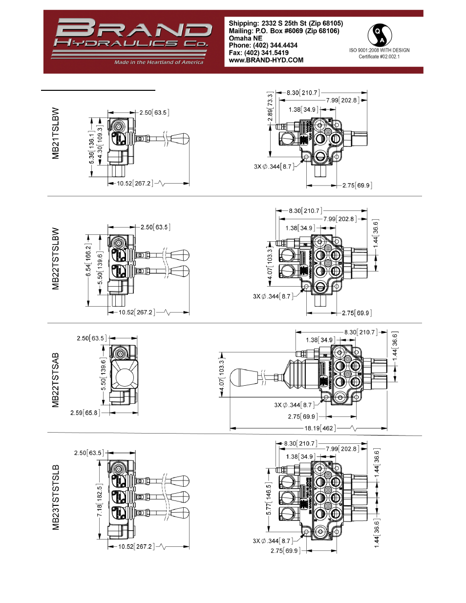 BRAND Hydraulics MB LOADER DIRECTIONAL CONTROL VALVES User Manual | Page 4 / 5