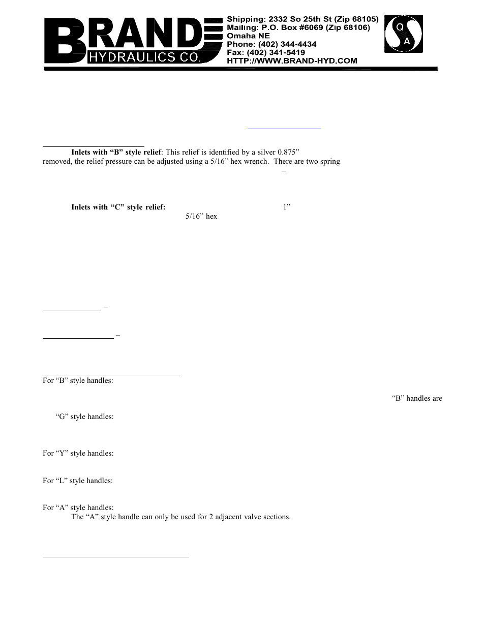 BRAND Hydraulics 34 SERIES SECTIONAL DIRECTIONAL CONTROL VALVES User Manual | 3 pages